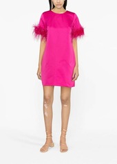 P.A.R.O.S.H. feather-trim satin dress