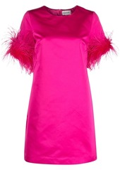 P.A.R.O.S.H. feather-trim satin dress