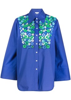 P.A.R.O.S.H. floral-appliqué wide-sleeve blouse