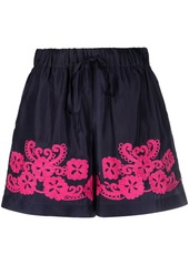 P.A.R.O.S.H. floral-embroidered silk mini shorts