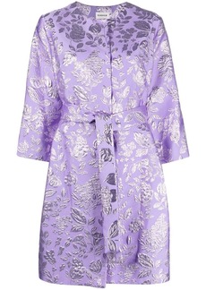 P.A.R.O.S.H. floral metallic-jacquard belted coat