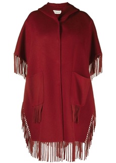 P.A.R.O.S.H. fringed wool poncho coat