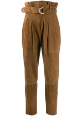 P.A.R.O.S.H. high-waisted suede trousers
