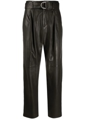 P.A.R.O.S.H. leather belted tapered trousers