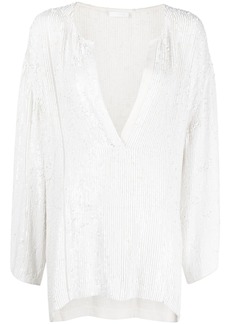 P.A.R.O.S.H. long-sleeve sequin blouse