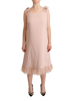 P.A.R.O.S.H. P. A.R. O.S. H. Polyester Sleeveless Midi Feather Shift Women's Dress