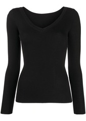 P.A.R.O.S.H. V-neck ribbed knitted top