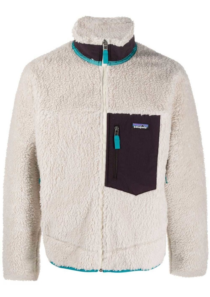 Patagonia contrasting-pocket faux-shearling jacket