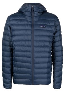 Patagonia logo-patch hooded down jacket