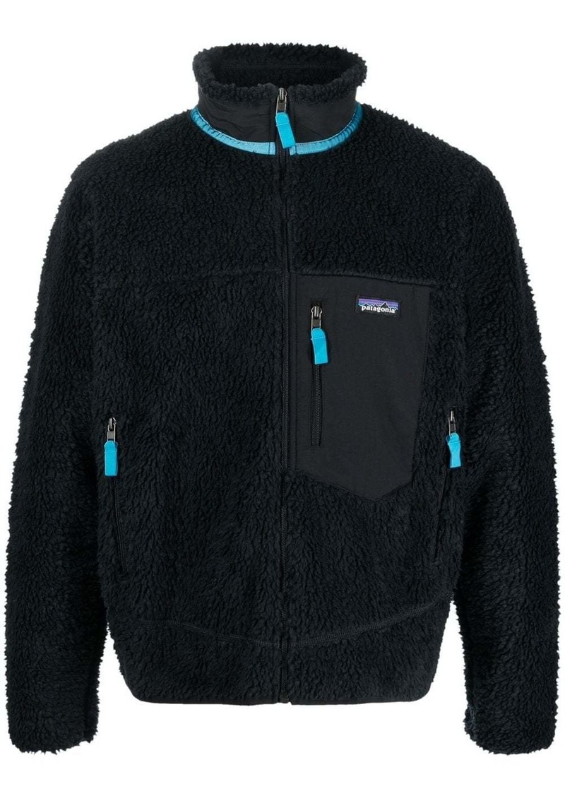 Patagonia logo-patch zip-up fleece jacket