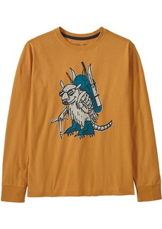 Patagonia Boys' Graphic Organic Long Sleeve Shirt, XS, Fun Hogs Armdllo/Drd Mngo