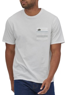 Patagonia Men's Line Logo Ridge Stripe Organic Pocket T-Shirt, Small, White | Father's Day Gift Idea