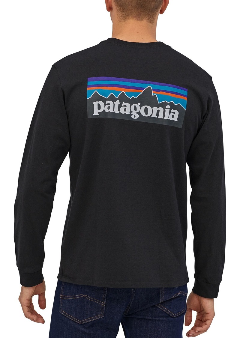 Patagonia Men's P-6 Logo Responsibili-Tee Long Sleeve Shirt, Medium, Black