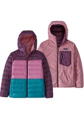 Patagonia Youth Reversible Down Sweater Hooded Jacket, Boys', XL, Abstract Penguin/Blay Ble