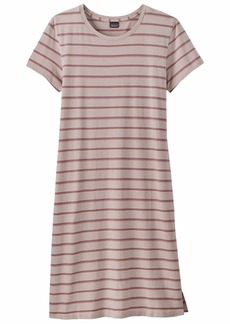 Patagonia Women's Regenerative Organic Certified Cotton T-Shirt Dress In Sunset Stripe,shroom Taupe