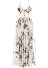 PatBO all-over floral print bustier dress