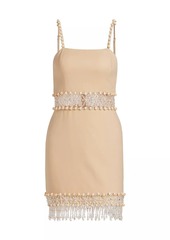 PatBO Crystal-Embellished Beaded Minidress