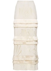 PatBO Fringed Lace Maxi Skirt