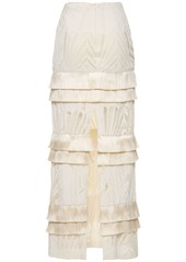 PatBO Fringed Lace Maxi Skirt