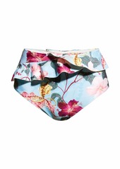 PatBO Hibiscus Ruffled High-Waist Bikini Bottoms 