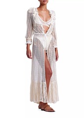 PatBO Jute-Trimmed Lace Cover-Up Robe