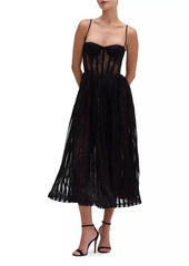 PatBO Lace-Velvet Bustier Midi-Dress