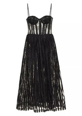 PatBO Lace-Velvet Bustier Midi-Dress