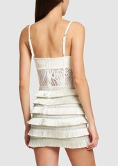 PatBO Metallic Fringe Bustier Mini Dress