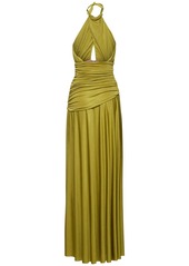 PatBO Metallic Jersey Halter Neck Maxi Dress