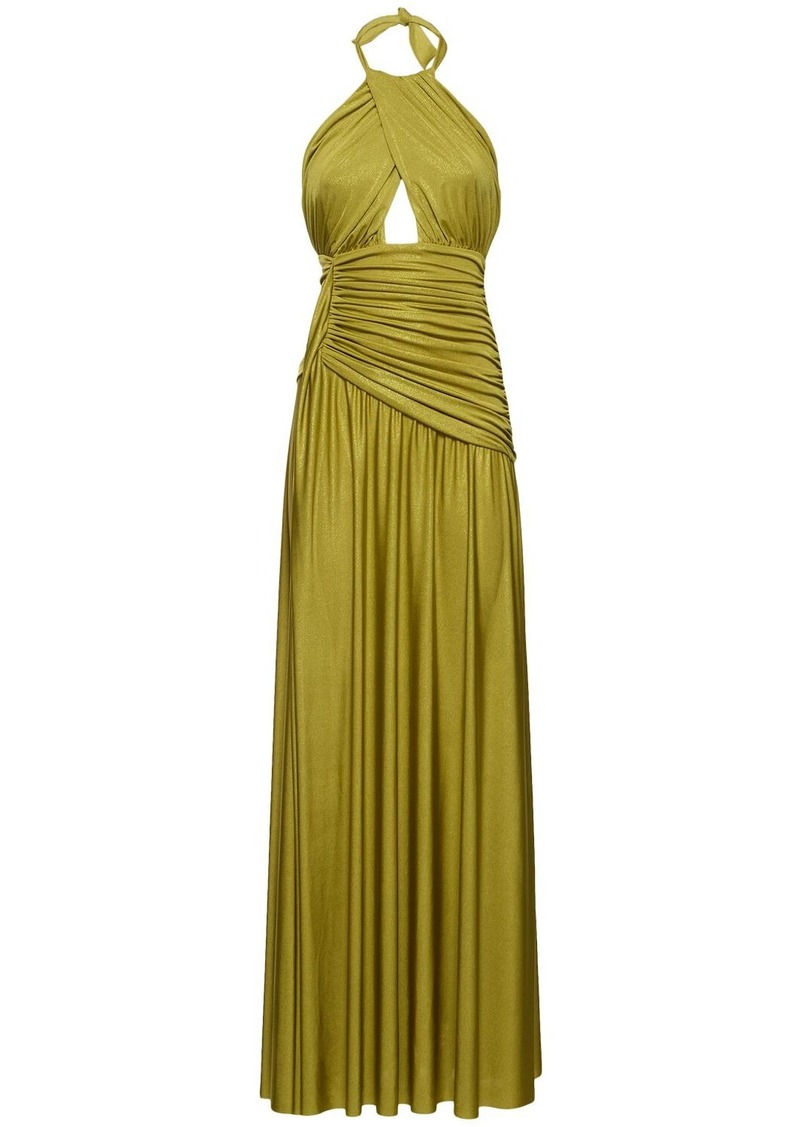 PatBO Metallic Jersey Halter Neck Maxi Dress