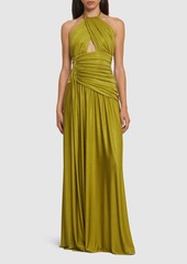 PatBO Metallic Jersey Halter Neck Maxi Dress