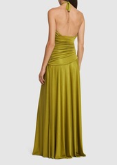 PatBO Metallic Jersey Halter Neck Maxi Dress