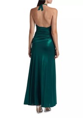 PatBO Metallic Jersey Halterneck Gown