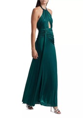 PatBO Metallic Jersey Halterneck Gown