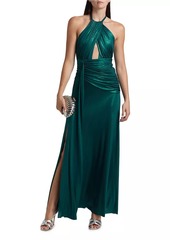 PatBO Metallic Jersey Halterneck Gown