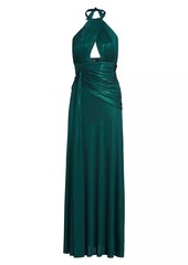 PatBO Metallic Jersey Halterneck Gown