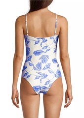 PatBO Nightflower Lace-Up One-Piece Swimsuit