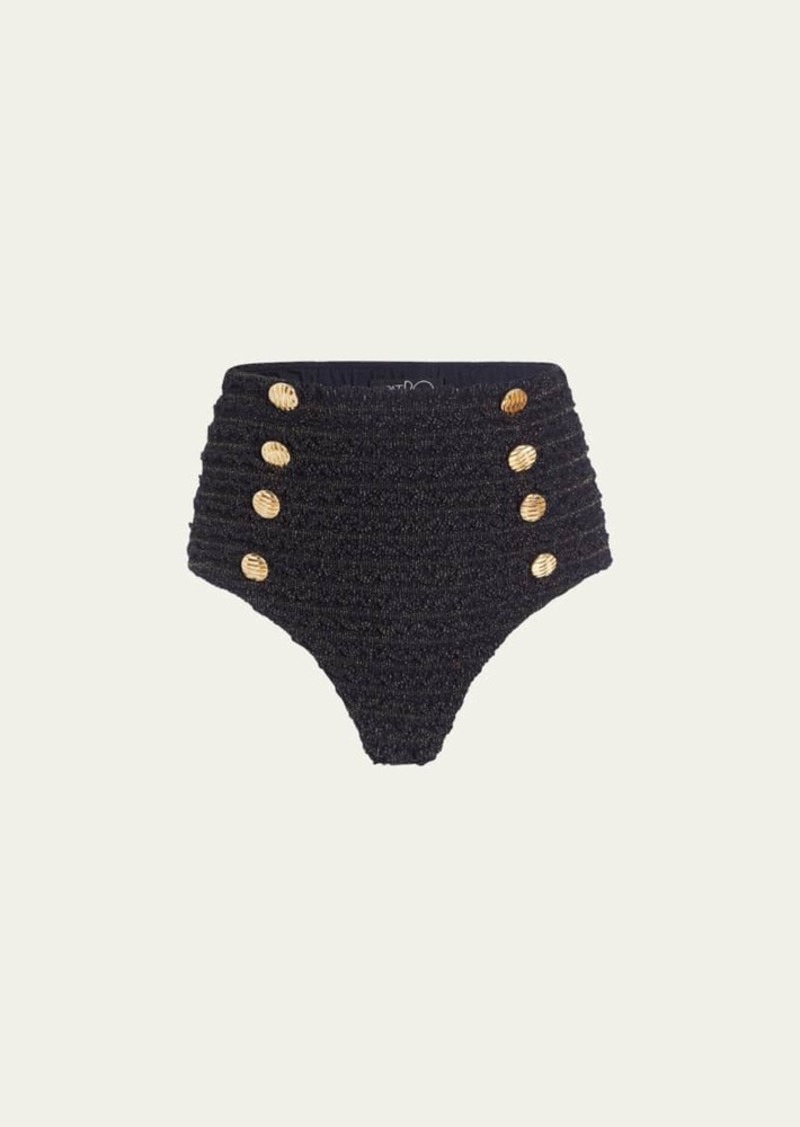 PatBO Crinkle Lurex Bikini Bottoms