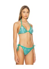 PatBO Embroidered Sequin Bikini Top