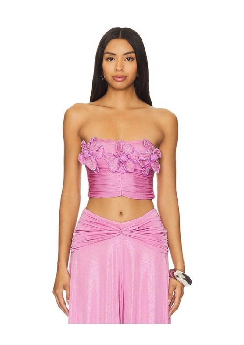 PatBO Embroidered Strapless Top