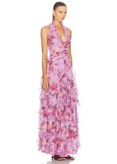 PatBO Floral Haze Stretch Tulle Maxi Dress