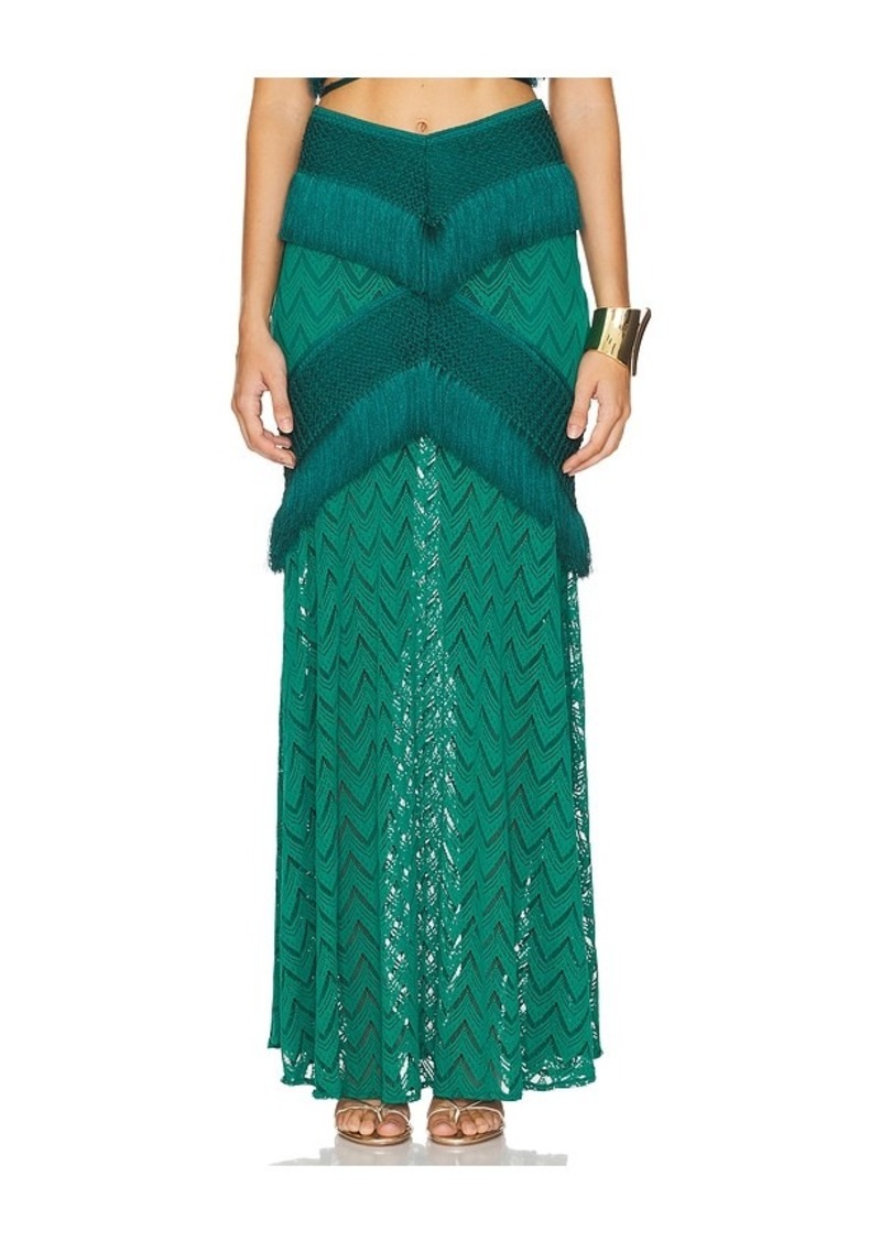 PatBO Fringe Trim Maxi Skirt