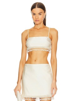 PatBO Hand-Beaded Cropped Top