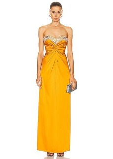PatBO Hand Beaded Strapless Gown
