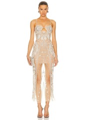 PatBO Hand Embellished Sheer Gown