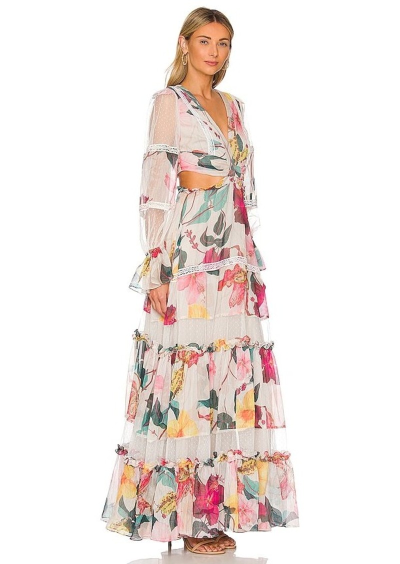 Hibiscus Lace Trim Cut Out Maxi Dress - 57% Off!