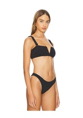 PatBO Metallic Jacquard Bikini Top