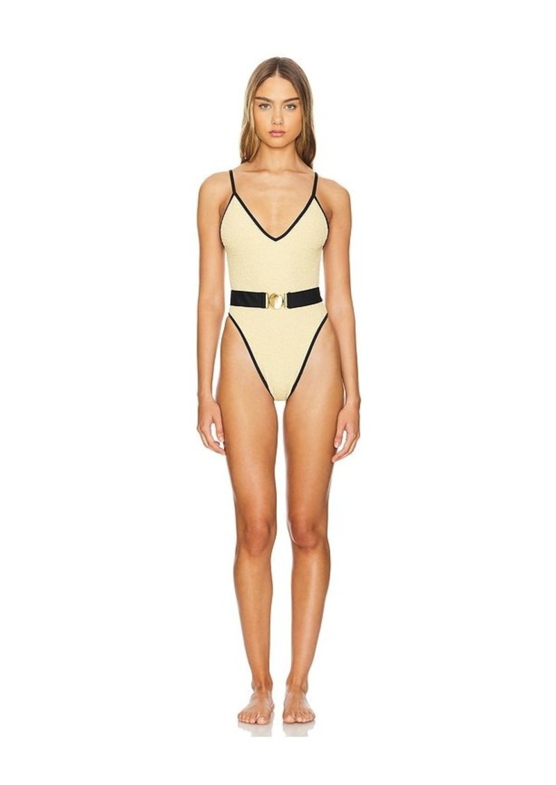 PatBO Metallic Jacquard One Piece Swimsuit