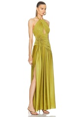 PatBO Metallic Jersey Halterneck Maxi Dress