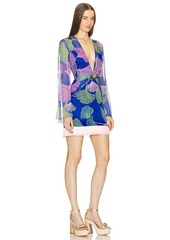 PatBO Ocean Leaf Plunge Mini Dress